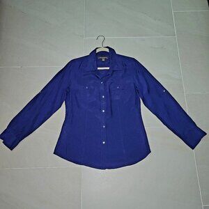 Tommy Bahama  100% Silk Navy Blue Long Sleeve Button Down Shirt S\P